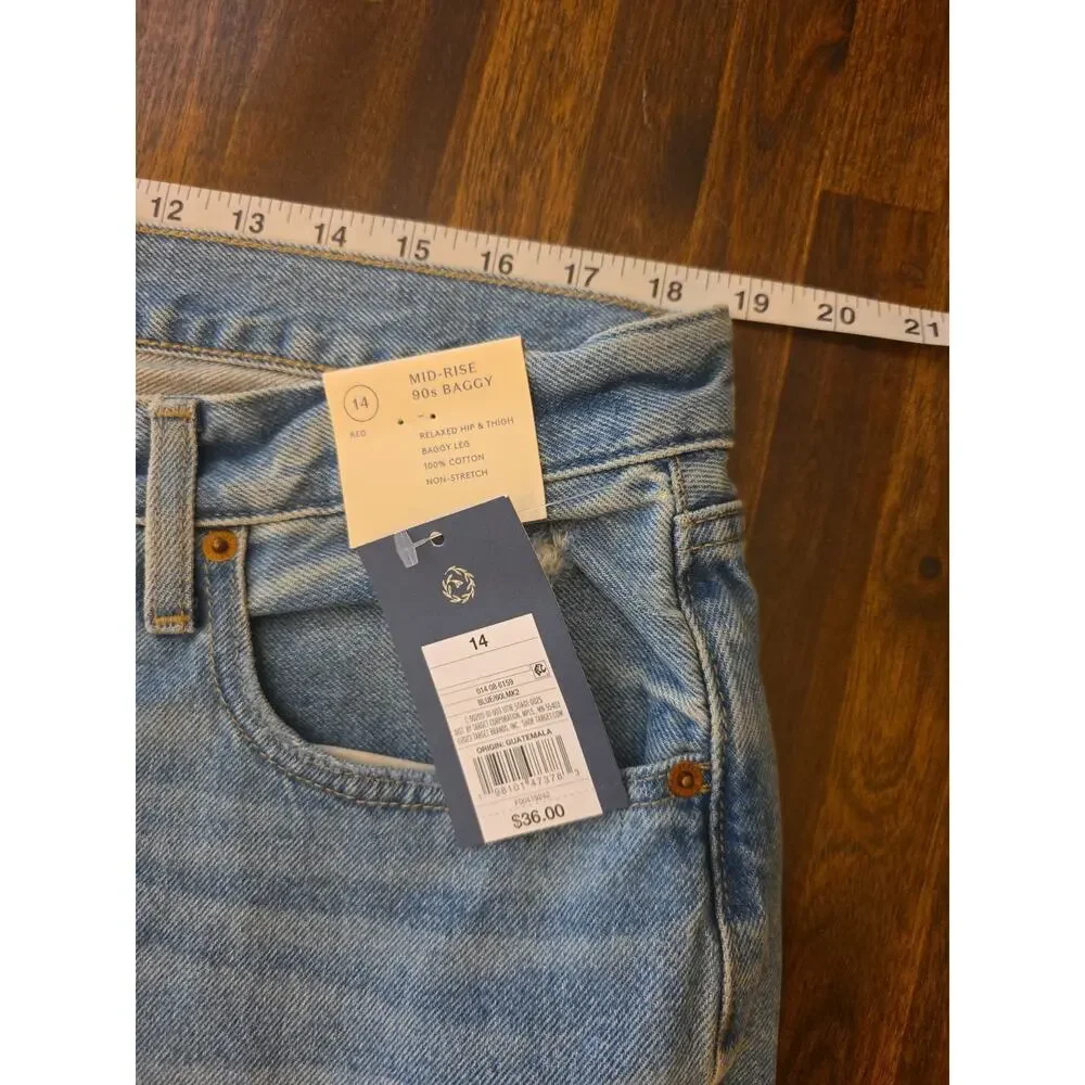 Universal Thread Women's Mid-Rise Baggy Classic 90's Vintage Straight🆕SZ 14 - Picture 2 of 9